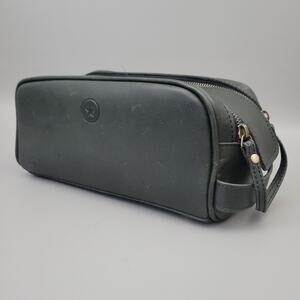 Aaron Leather Goods Premium 100% Genuine Brown Leather Travel Toiletry Pouch